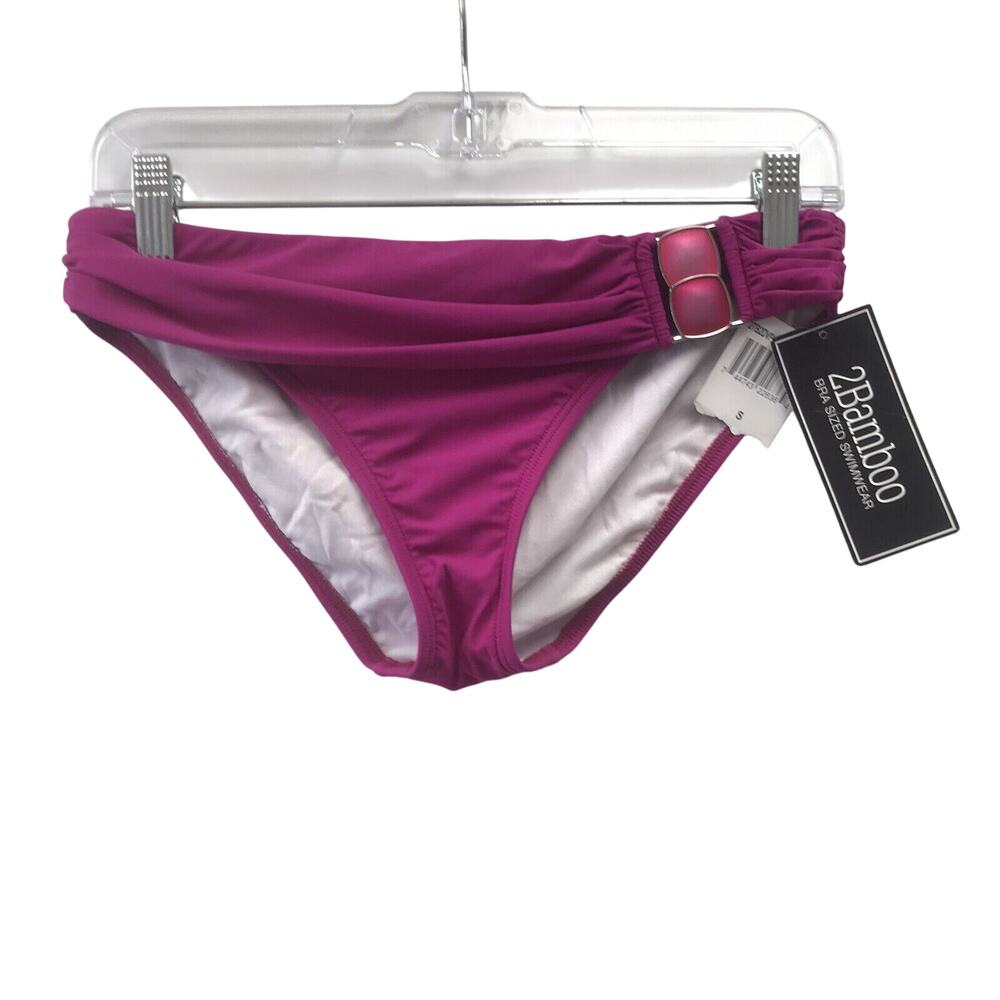 2 Bamboo Bikini Womens Small Swim Suit Bottom Pink Metal Decoration